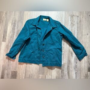 Blue Utility Jacket with Notched Lapel and Relaxed Fit vintage casual